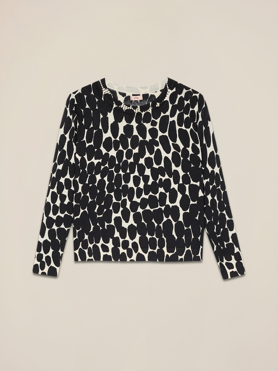 Patterned viscose blend sweater