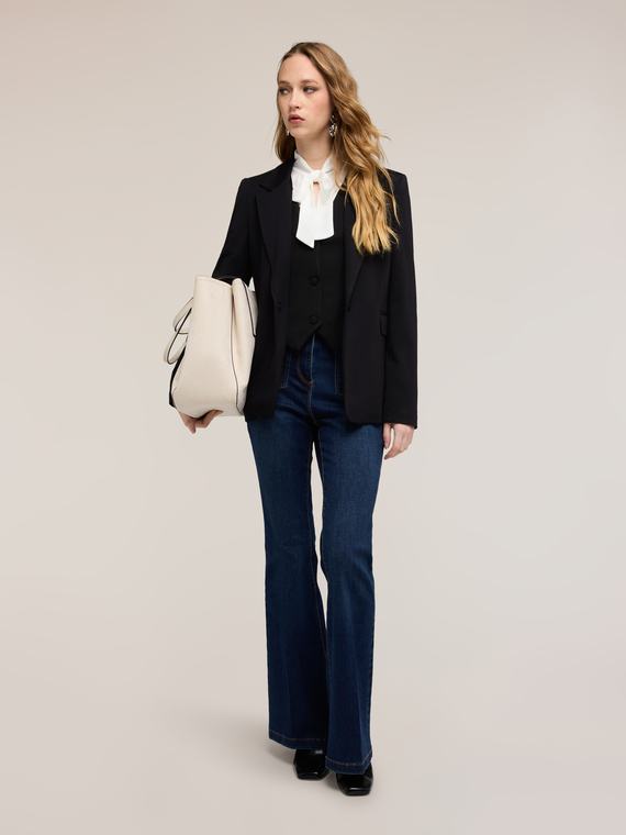 Single-breasted blazer jacket in milano knit