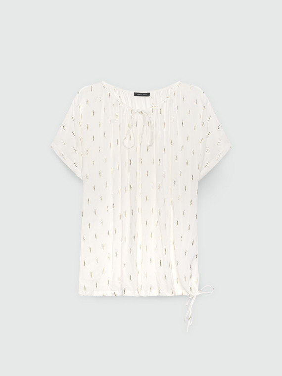 Blouse with laces in creponne fabric