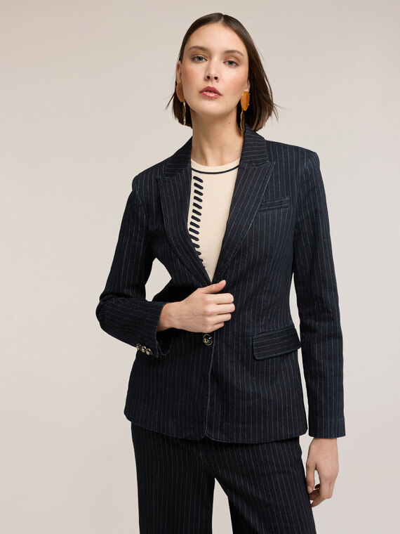Structured jacket in pinstripe denim