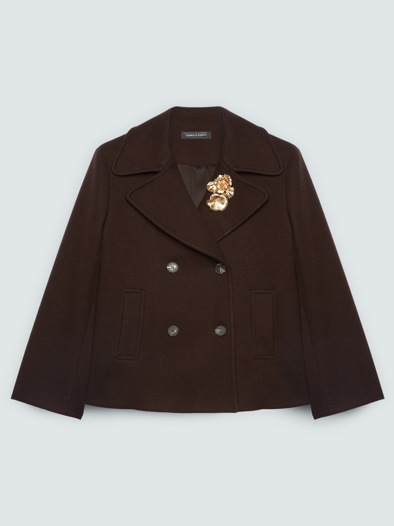 Doppelreihige Jacke mit Maxi-Brosche