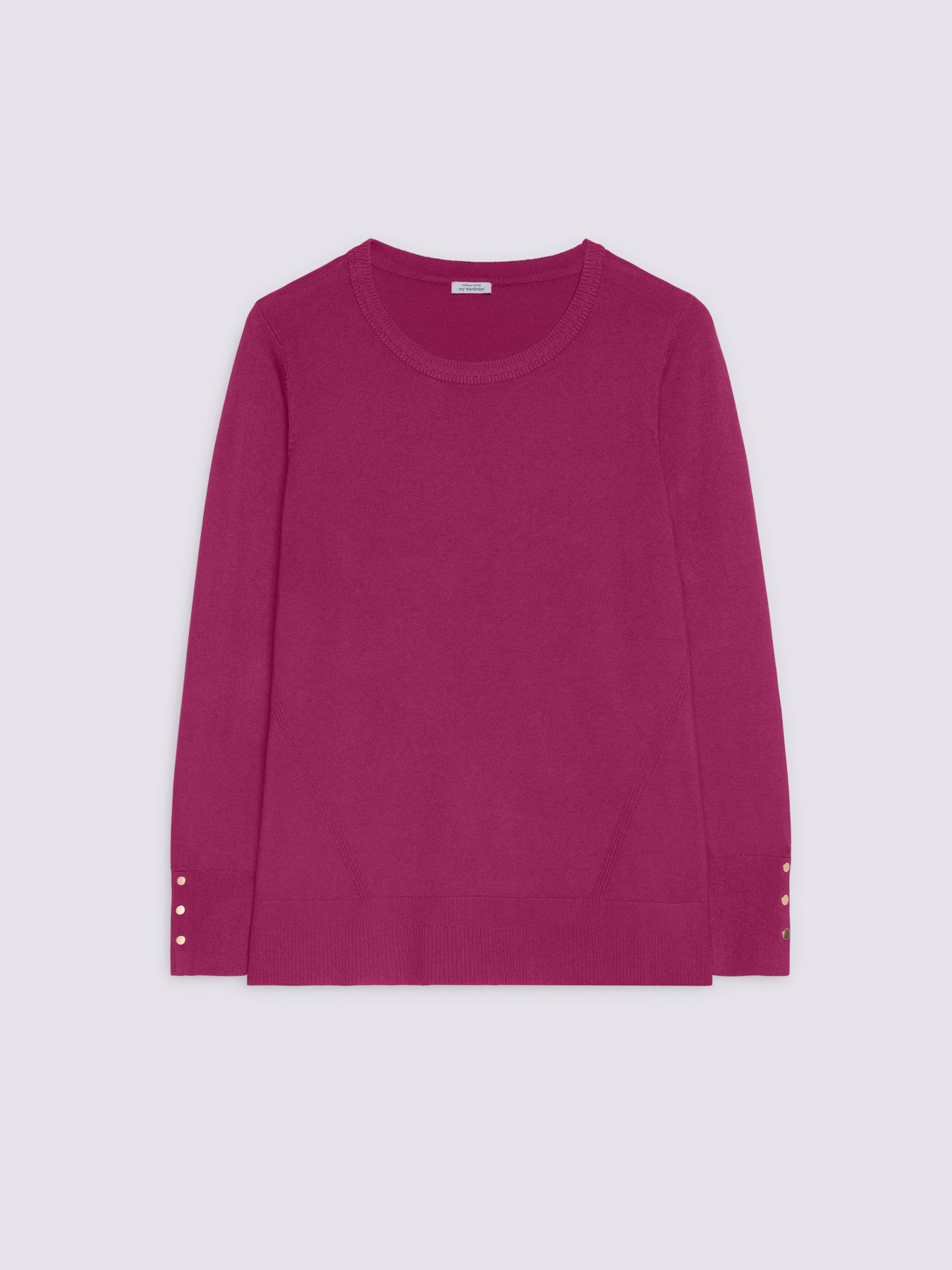 Crewneck sweater with buttons on the cuffs image number 4