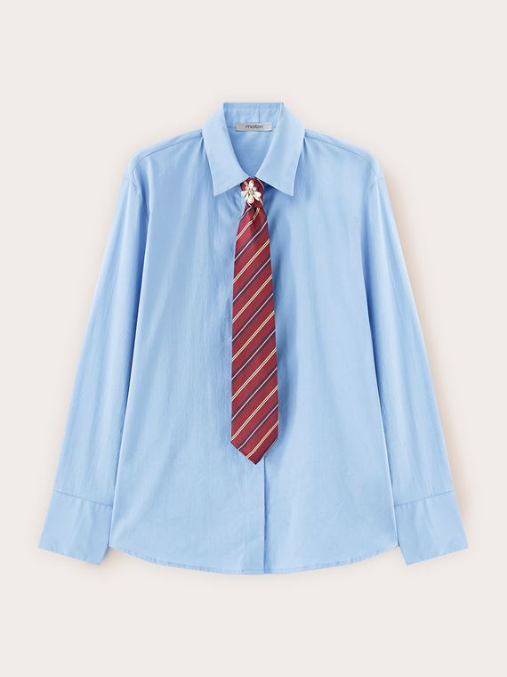 Poplin shirt with tie