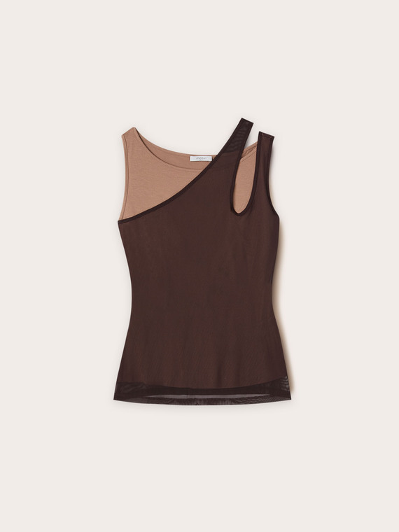 Jersey top with tulle tank top