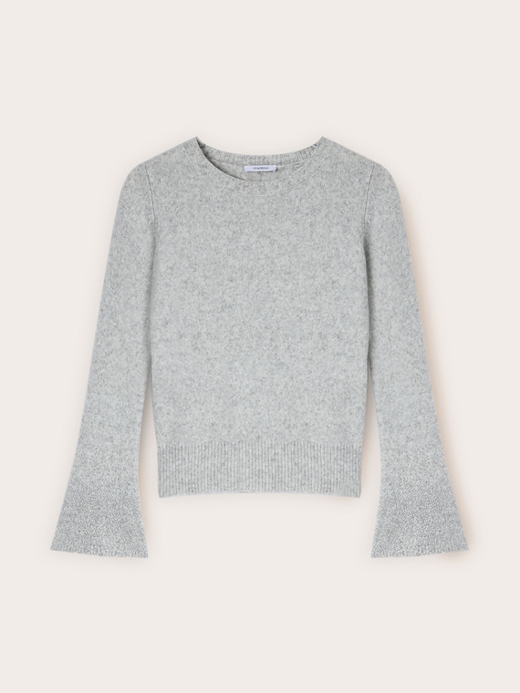 Maglia con maniche a campana e strass