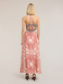 Long paisley print satin dress image number 1