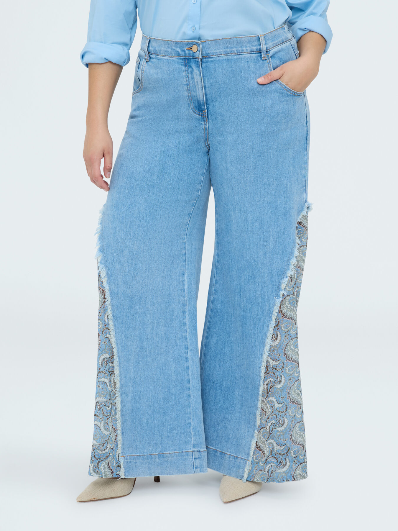 Jean Wide Leg avec insert bandana image number 1