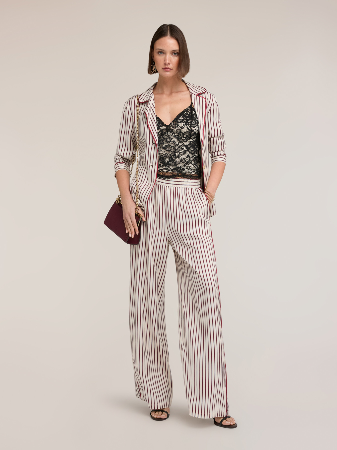 Pantalon palazzo en twill de viscose image number 3