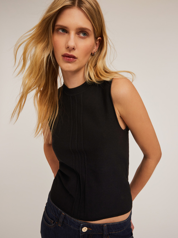 Top en maille avec détail côtelé