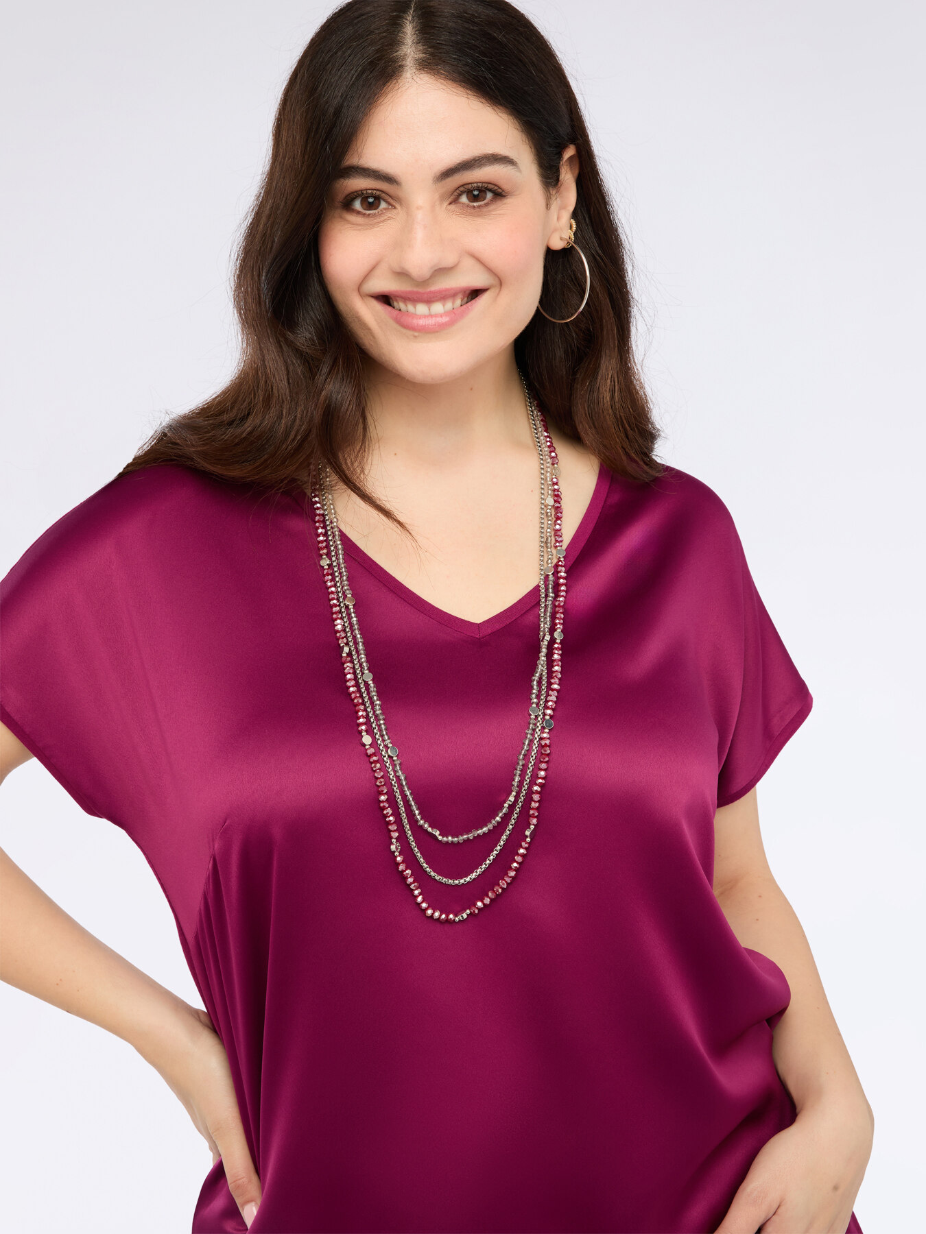 Collana multifilo con perline e catena image number 0