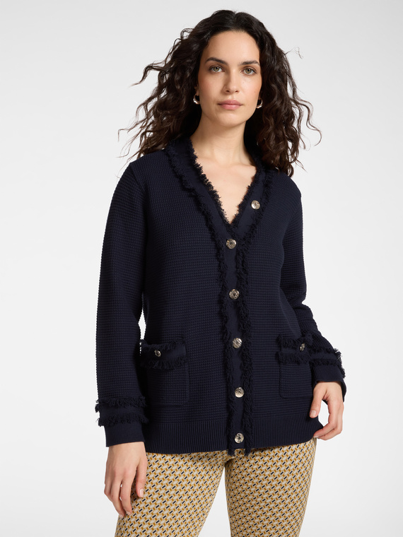 Cardigan aus Viskosemischung mit Fransen