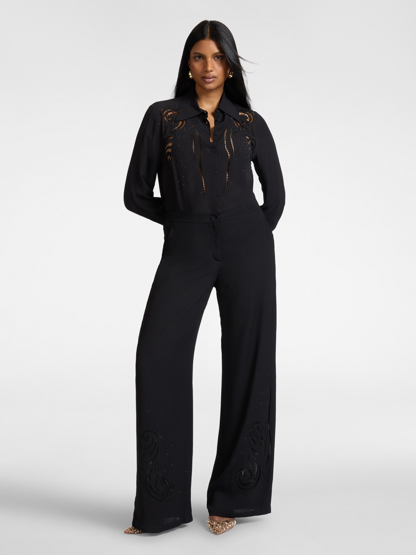 Embroidered palazzo pants image number 0