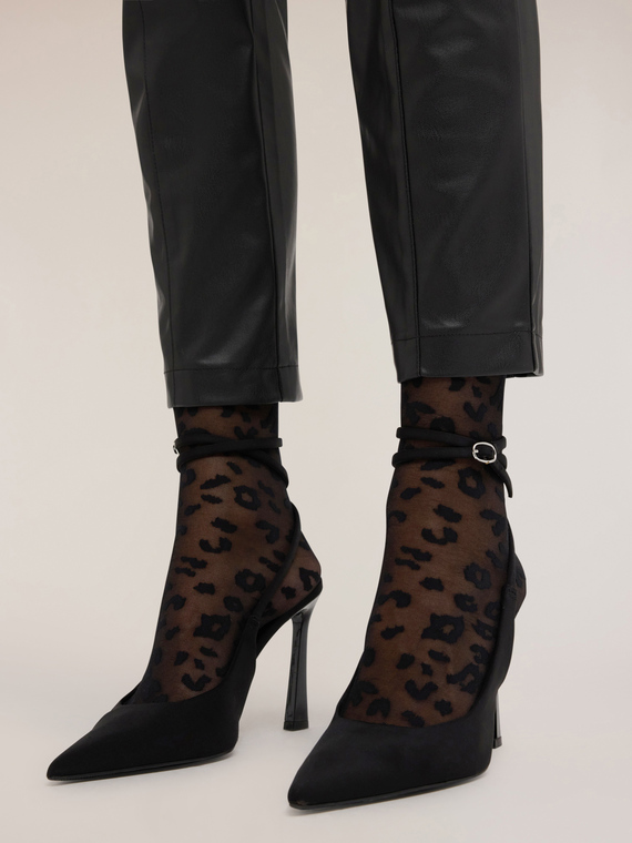 Kurze Strümpfe mit transparentem Animalier-Muster