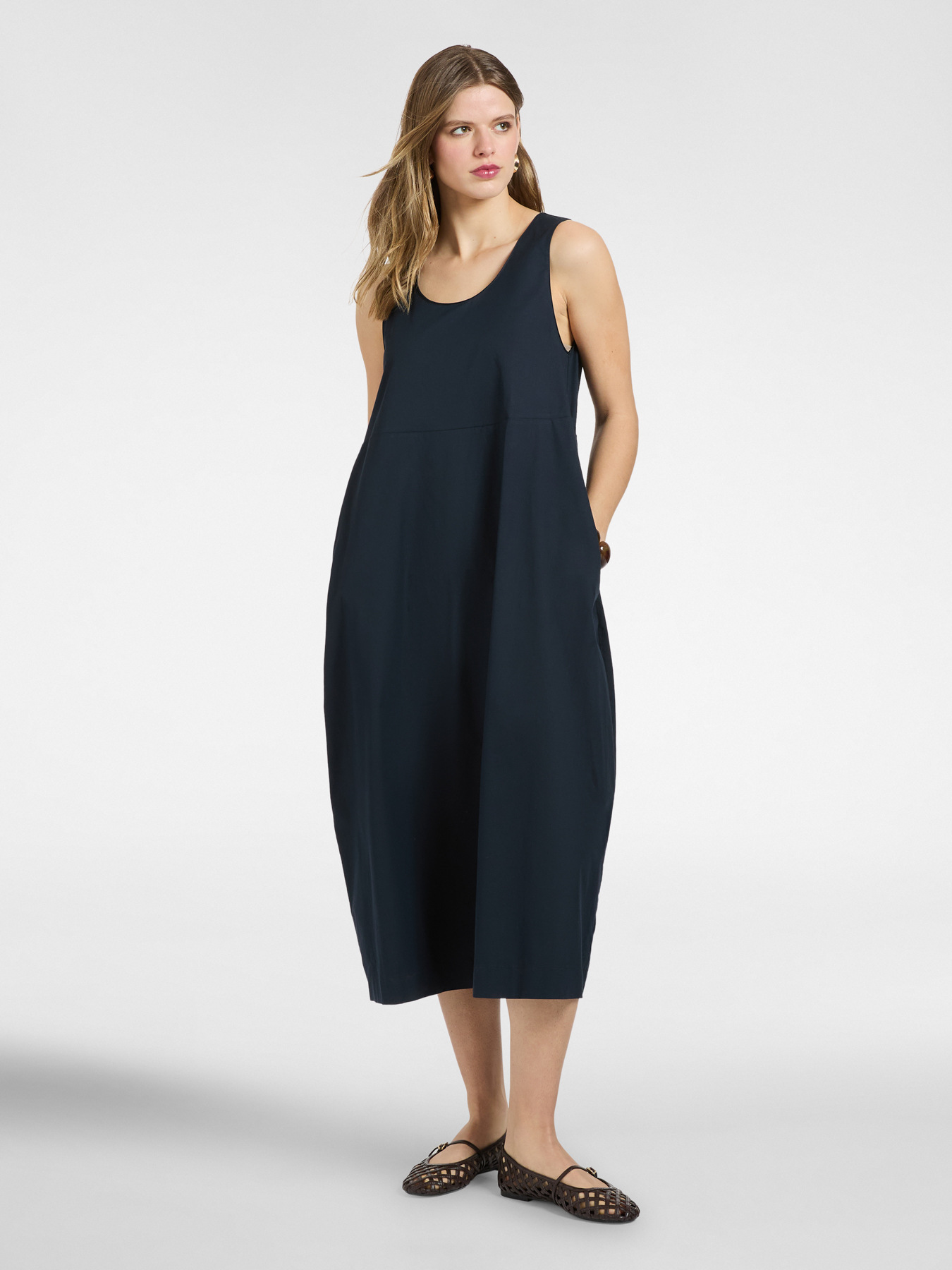 Barrel dress in poplin image number 0