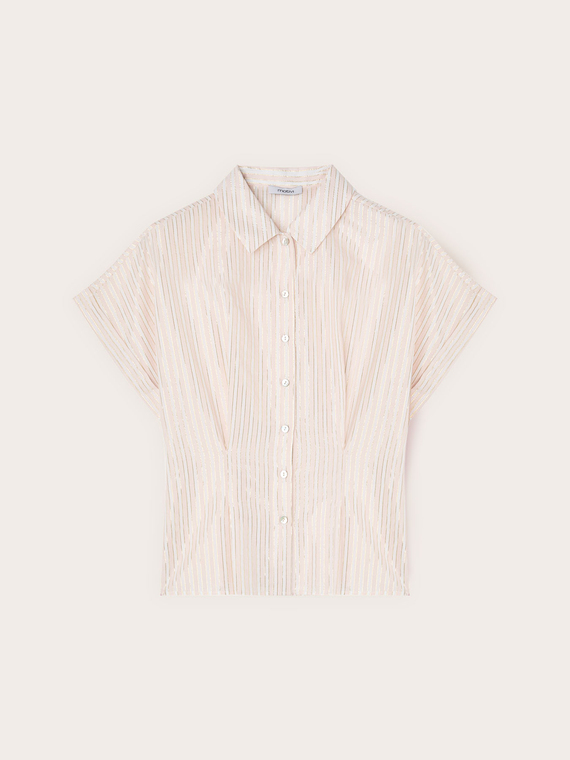 Musselin-Hemd mit Lurex-Streifen