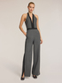 Long jumpsuit with halter neckline image number 0