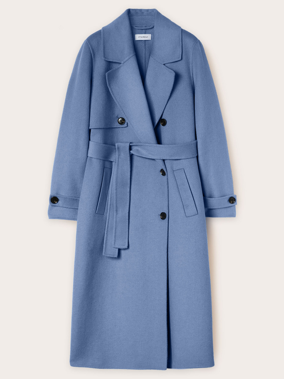 Trench coat in mixed wool fabric