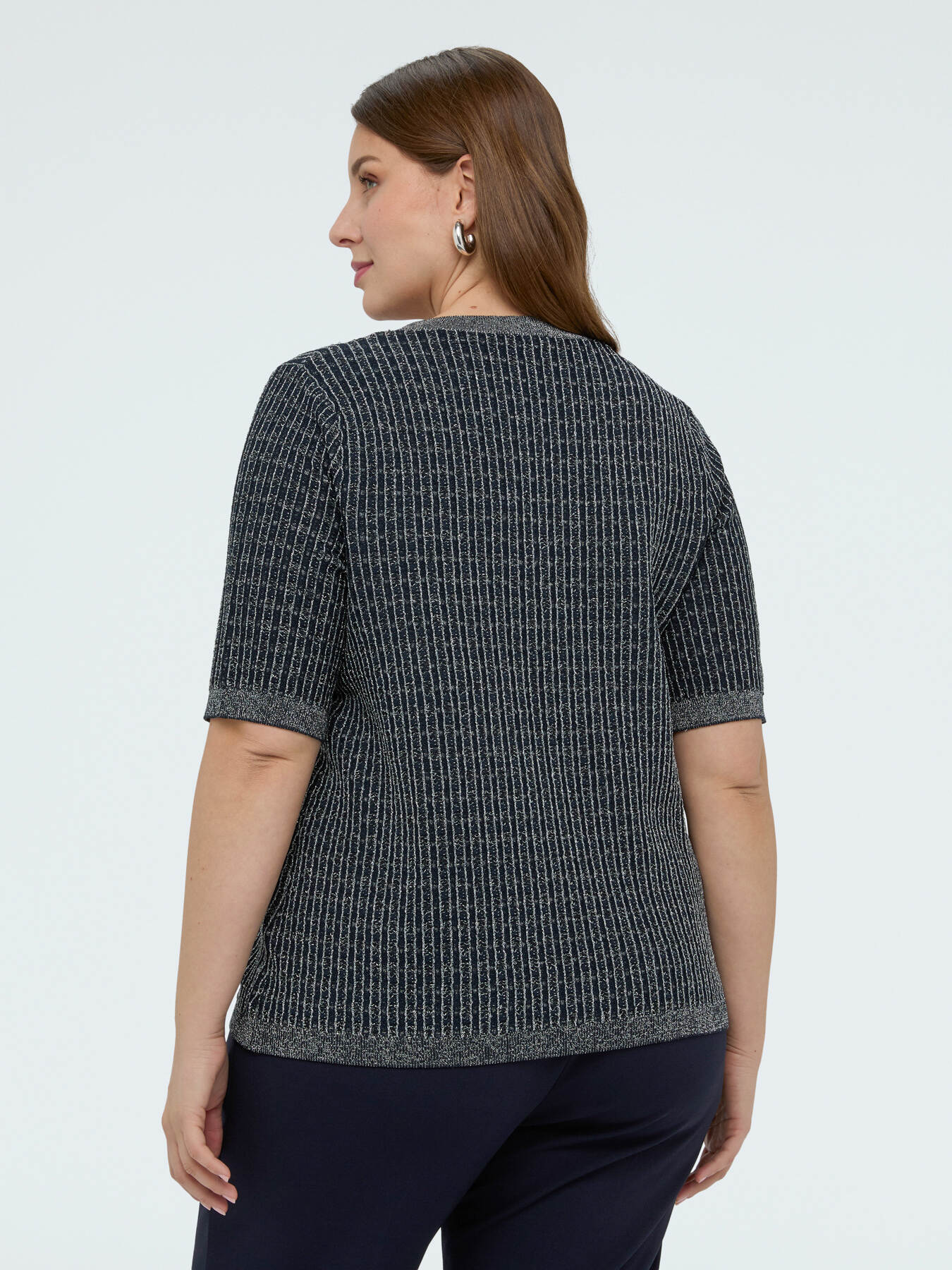 Maglia maniche corte con lavorazione a quadretti image number 1