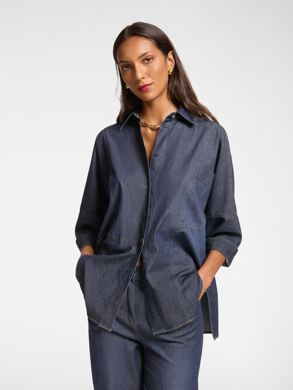 Chemise coupe décontractée en chambray