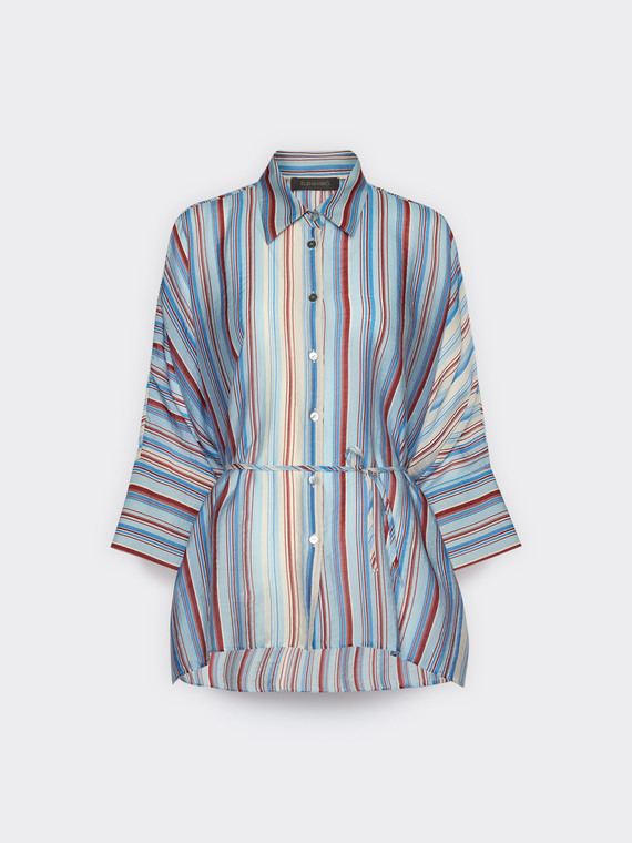 Loose-fit lyocell blend striped shirt