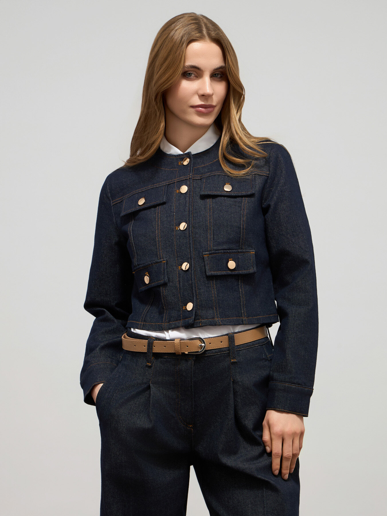 Short denim jacket image number 0