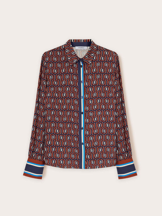 Geometric patterned satin shirt