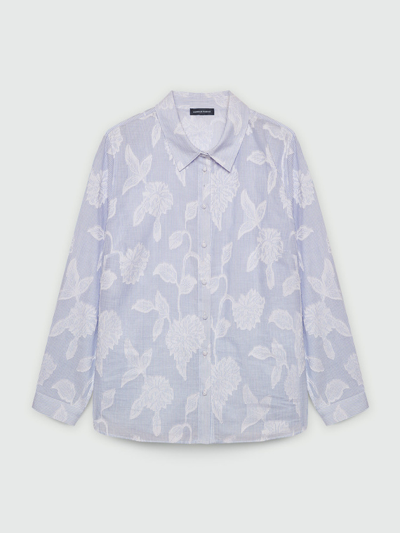 Striped shirt with floral pattern