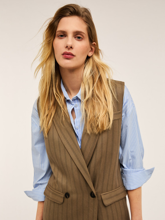 Oversize-Weste mit Nadelstreifen