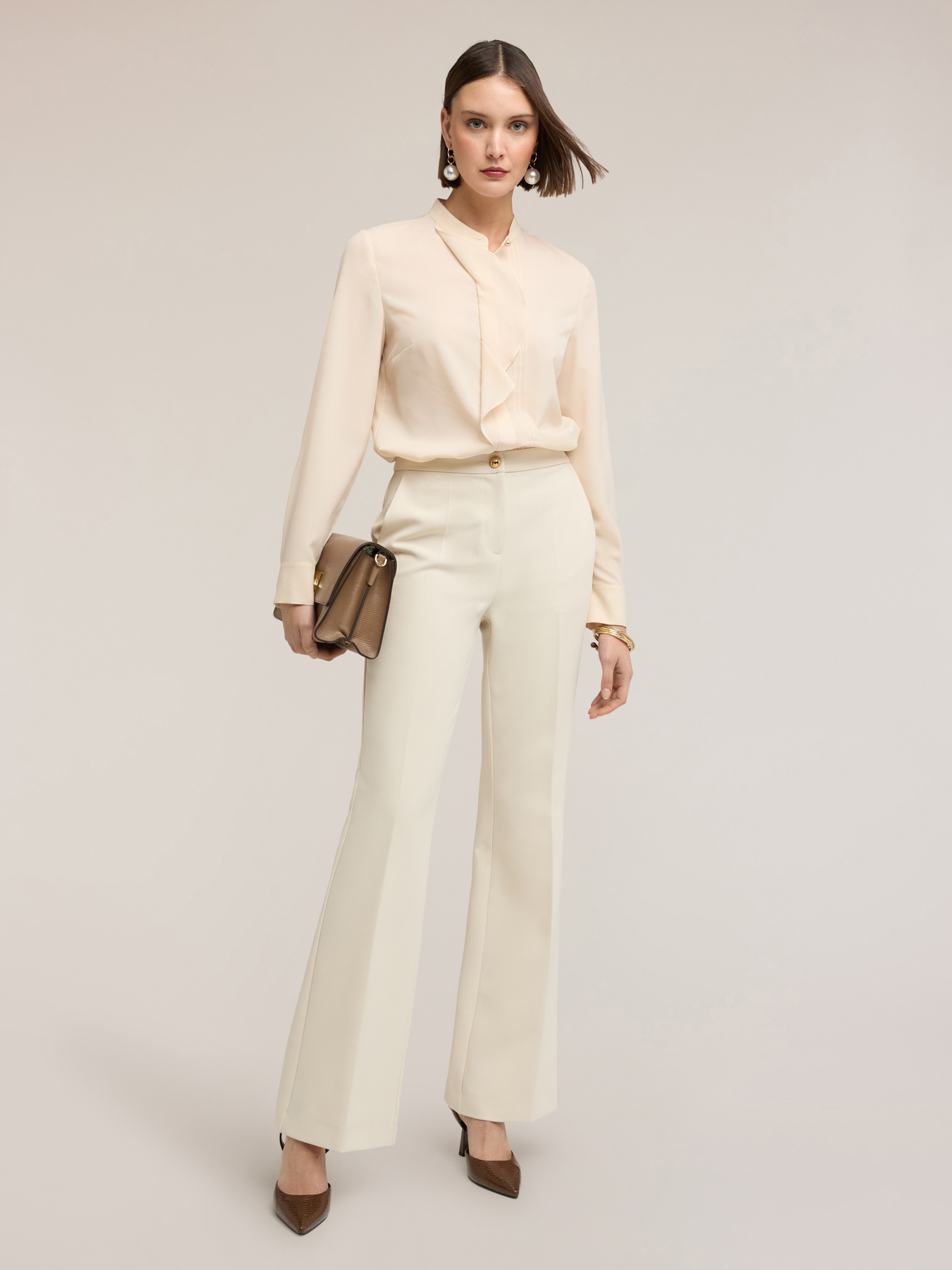 Flare trousers in twill fabric image number 0