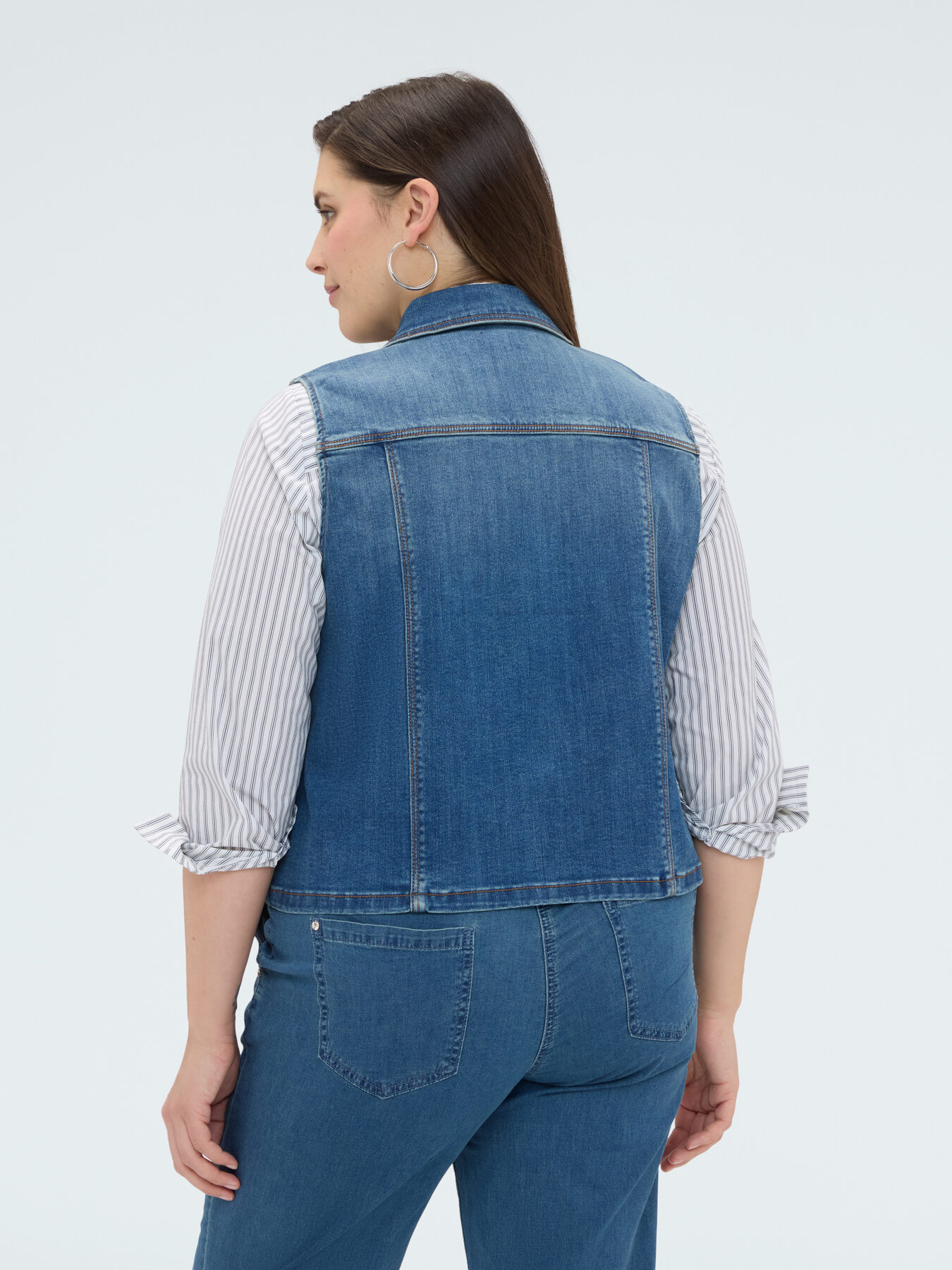 Denim vest with rhinestones image number 1