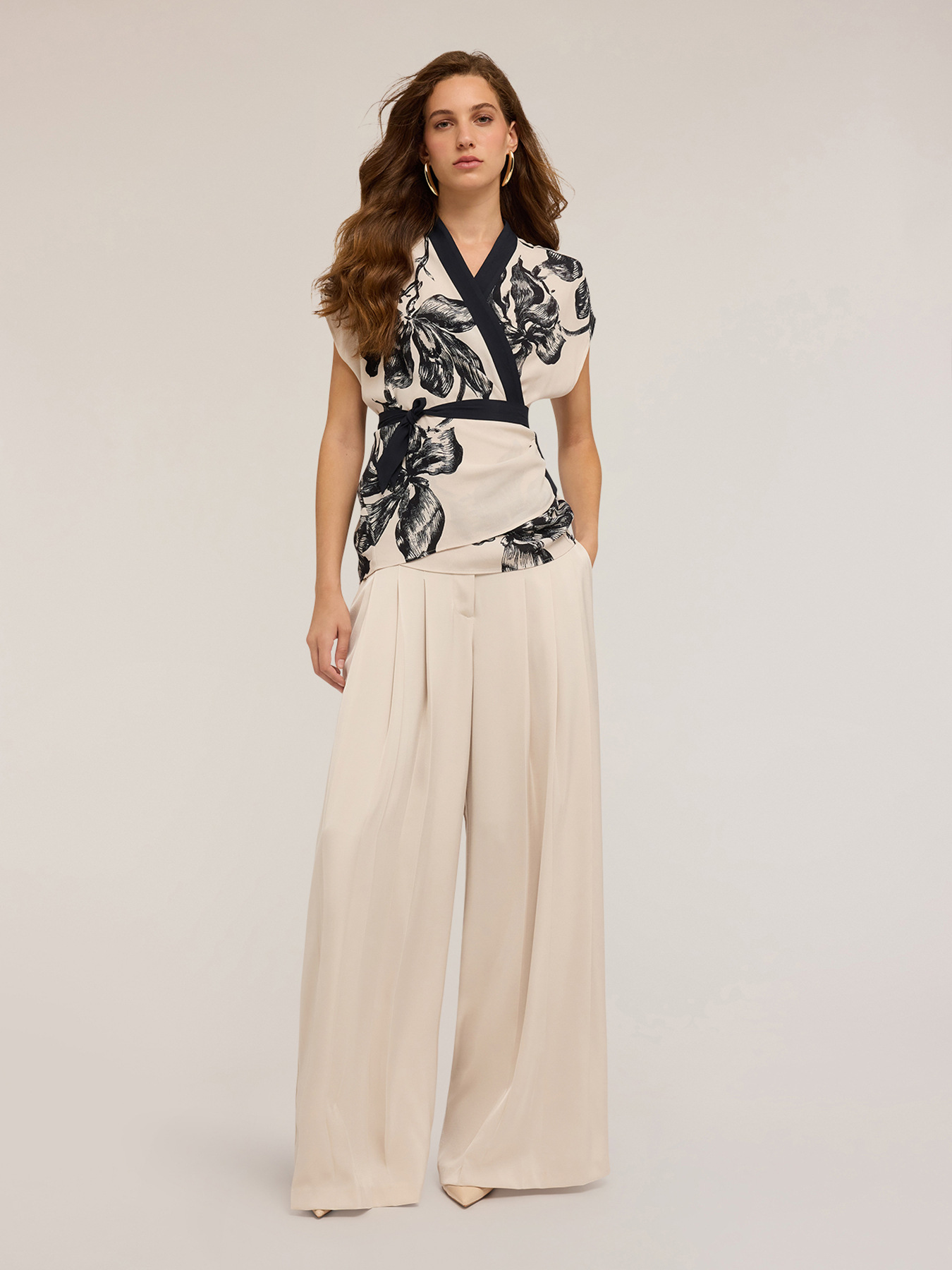Floral top with crossover image number 0