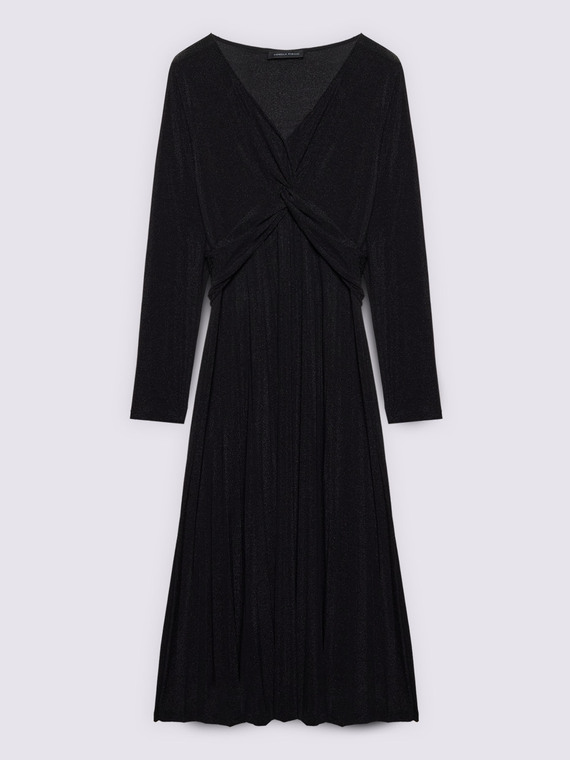 Robe longue DREAM en jersey lurex avec jupe pliss&eacute;e