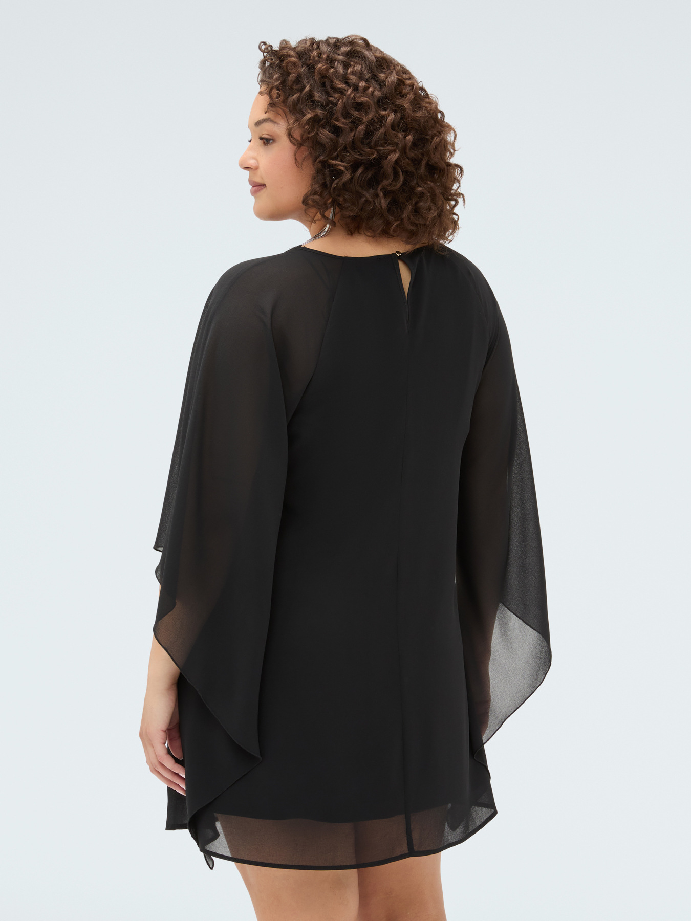 Vestito in georgette con maxi maniche kimono image number 3