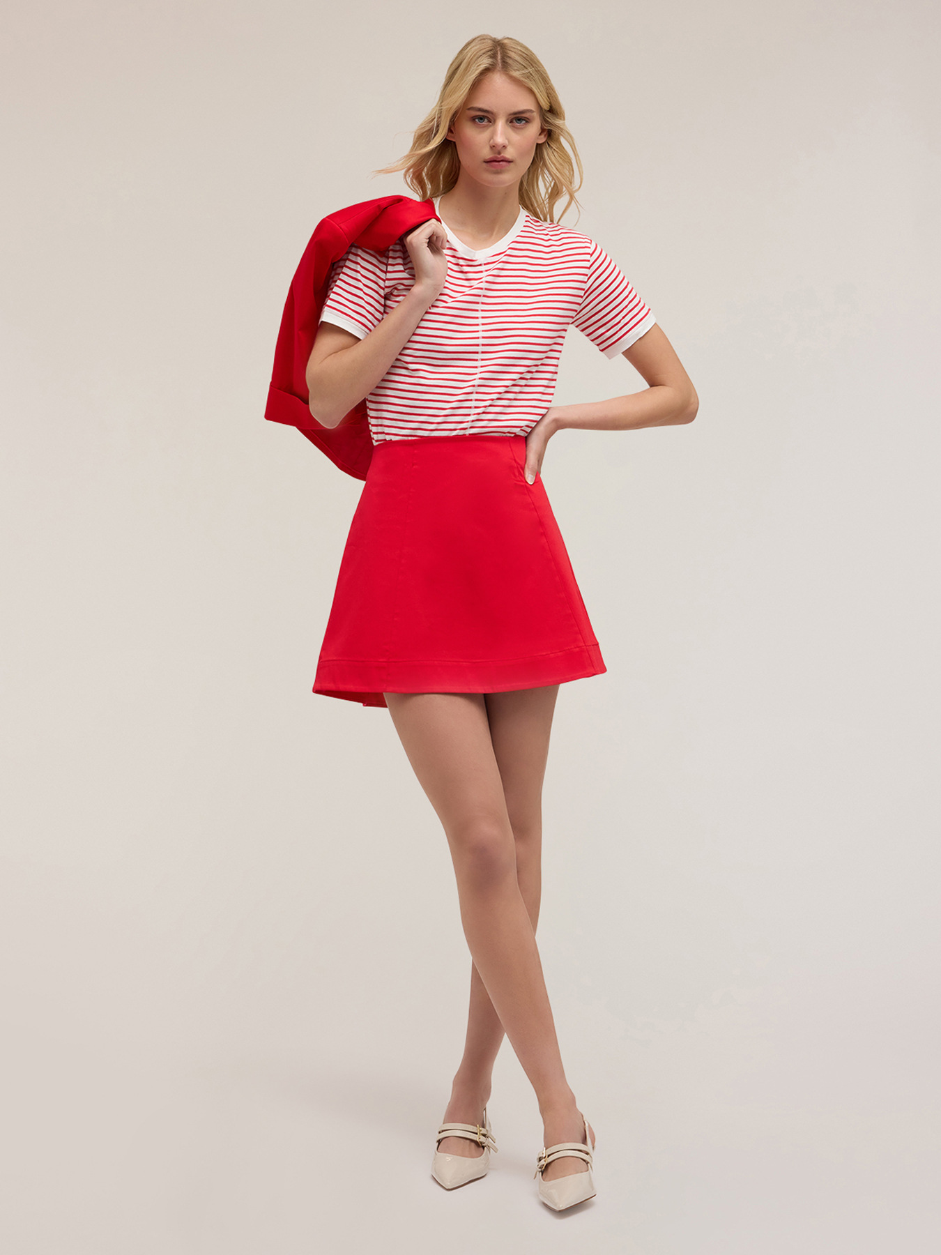T-shirt in cotone a righe image number 0