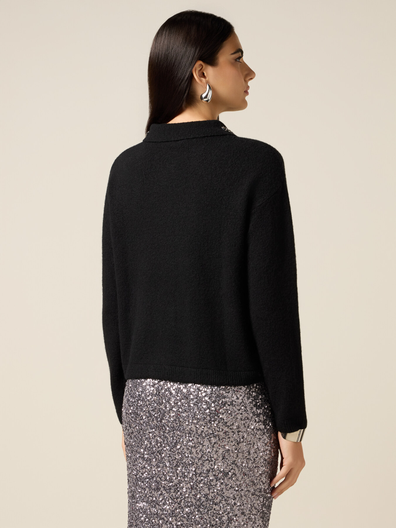 Cardigan misto lana con pietre image number 1