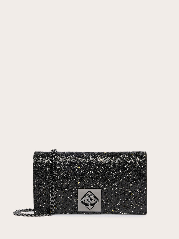 Glittery Coated Fabric Wallet Bag