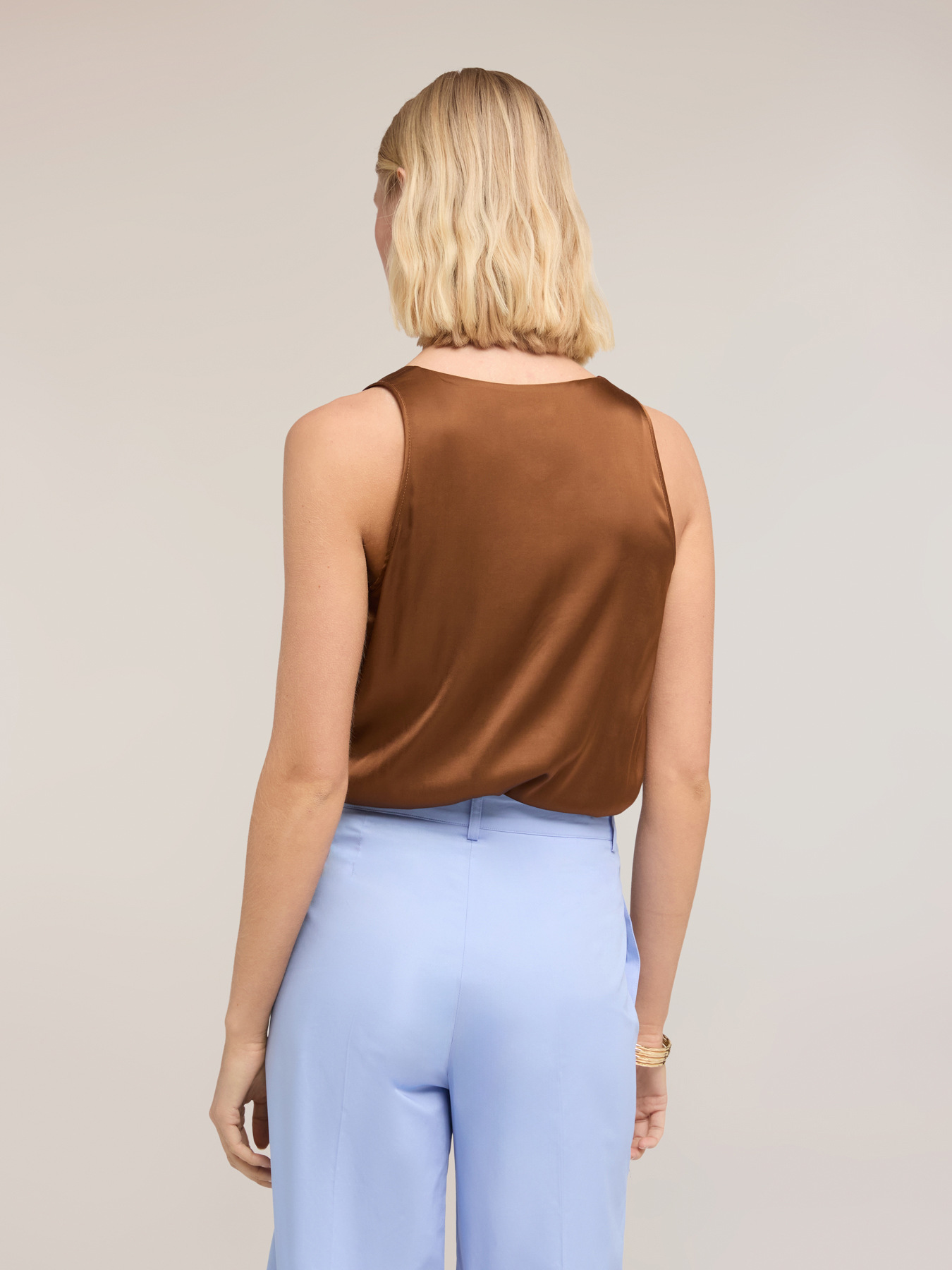 Wide shoulder satin top image number 1