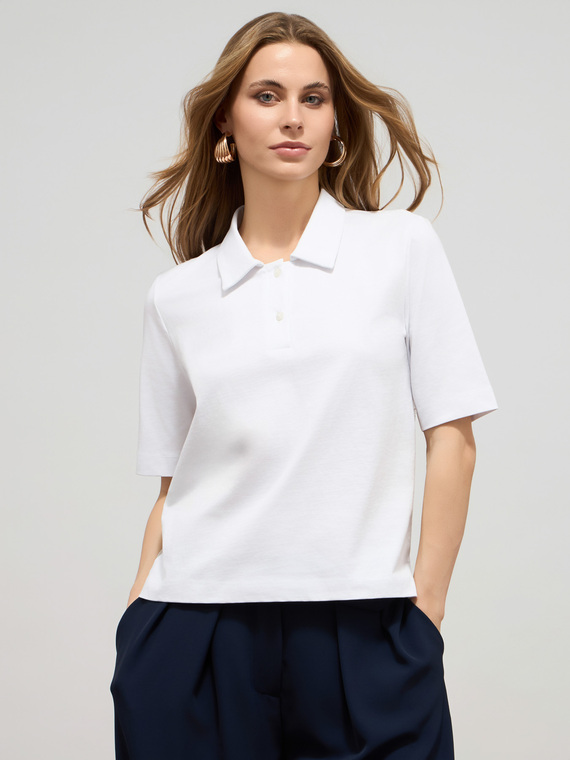 T-shirt bimaterica con inserto in pizzo