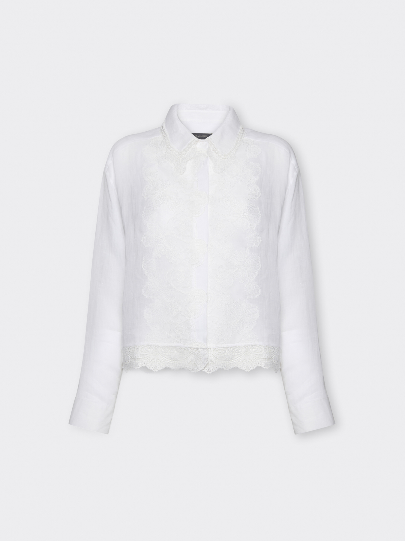 Ramie shirt with lace image number 4
