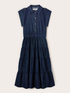 Denim shirt dress with ruffled skirt image number 4
