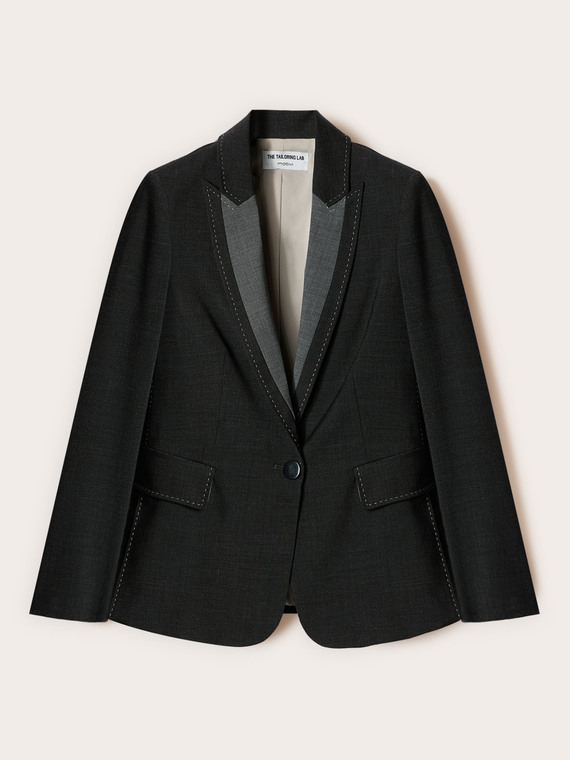 Blazer aus Leinen-Woll-Mischgewebe mit Steppnähten