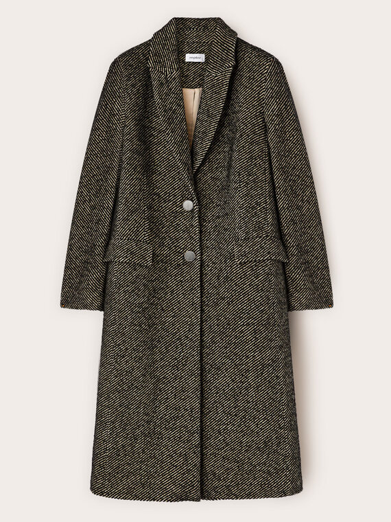 Long coat in yarn-dyed fabric