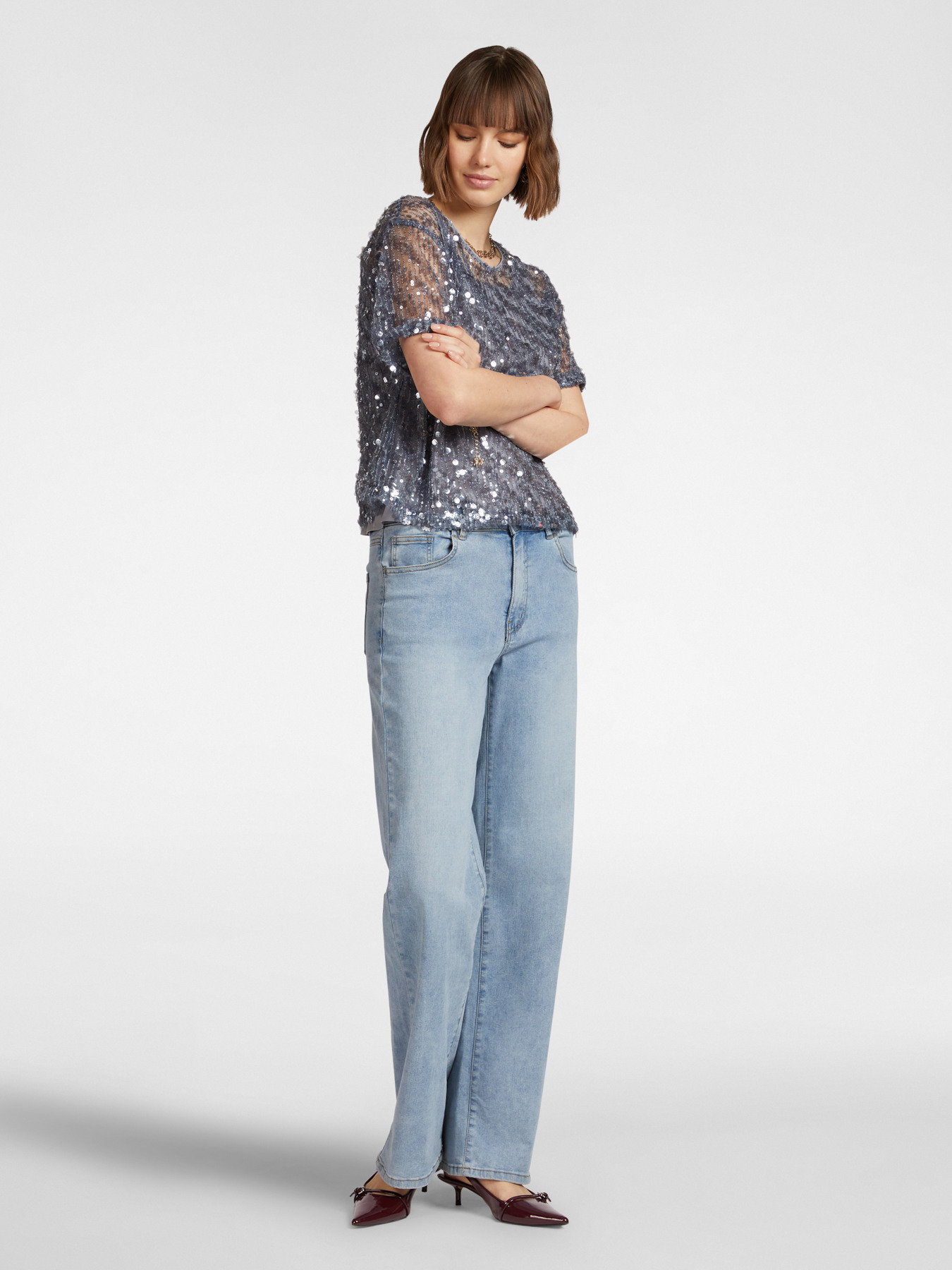 Mid wide leg 5 pocket jeans, "Wanda" image number 5