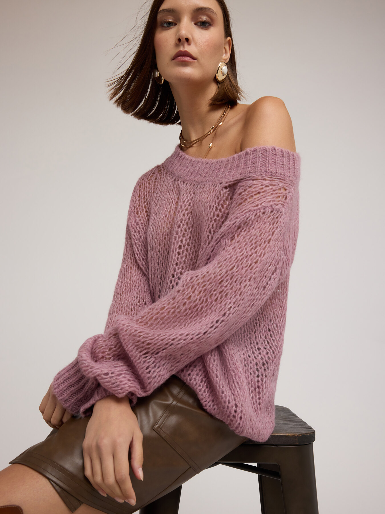 Oversized perforated mohair sweater image number 3
