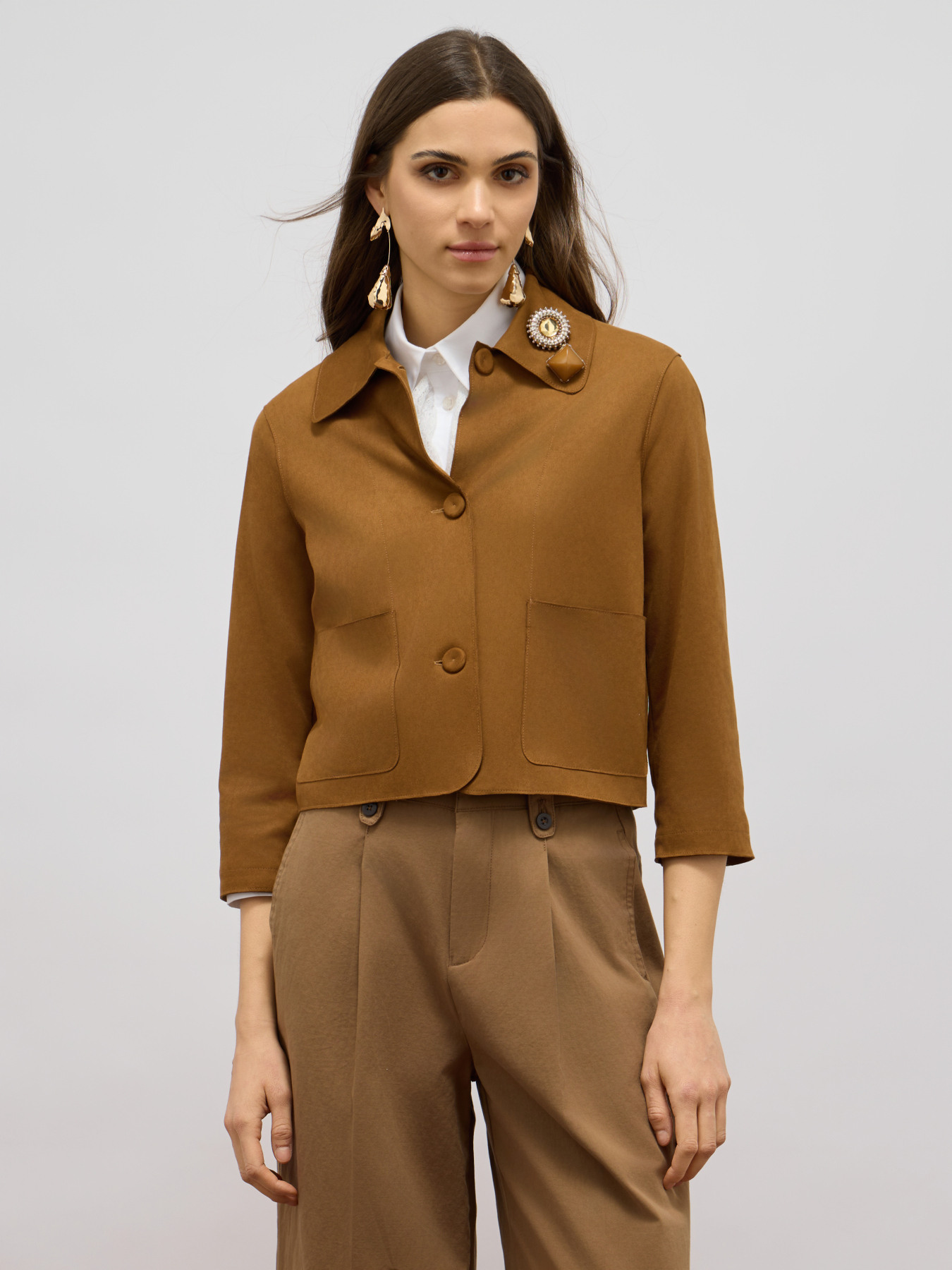 Veste boxy avec broche bijou image number 0