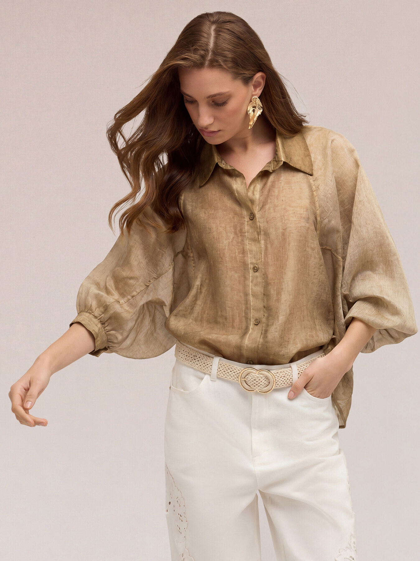 Camisa oversize mezcla lyocell image number 0
