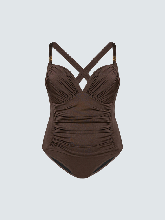Maillot de bain une pi&egrave;ce avec fronces sur le c&ocirc;t&eacute;