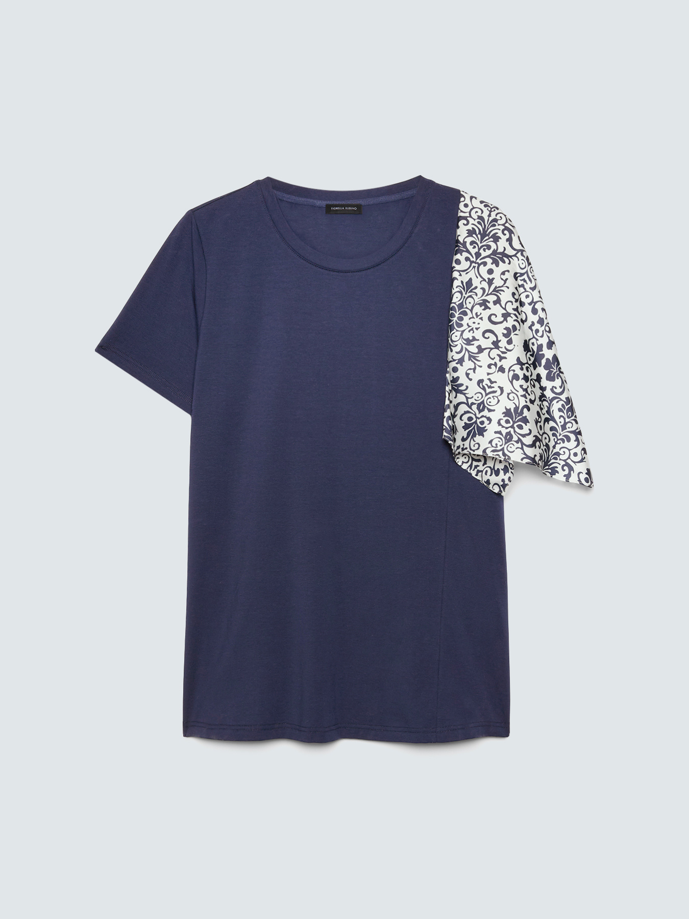 Bi-material t-shirt with printed sleeve image number 0