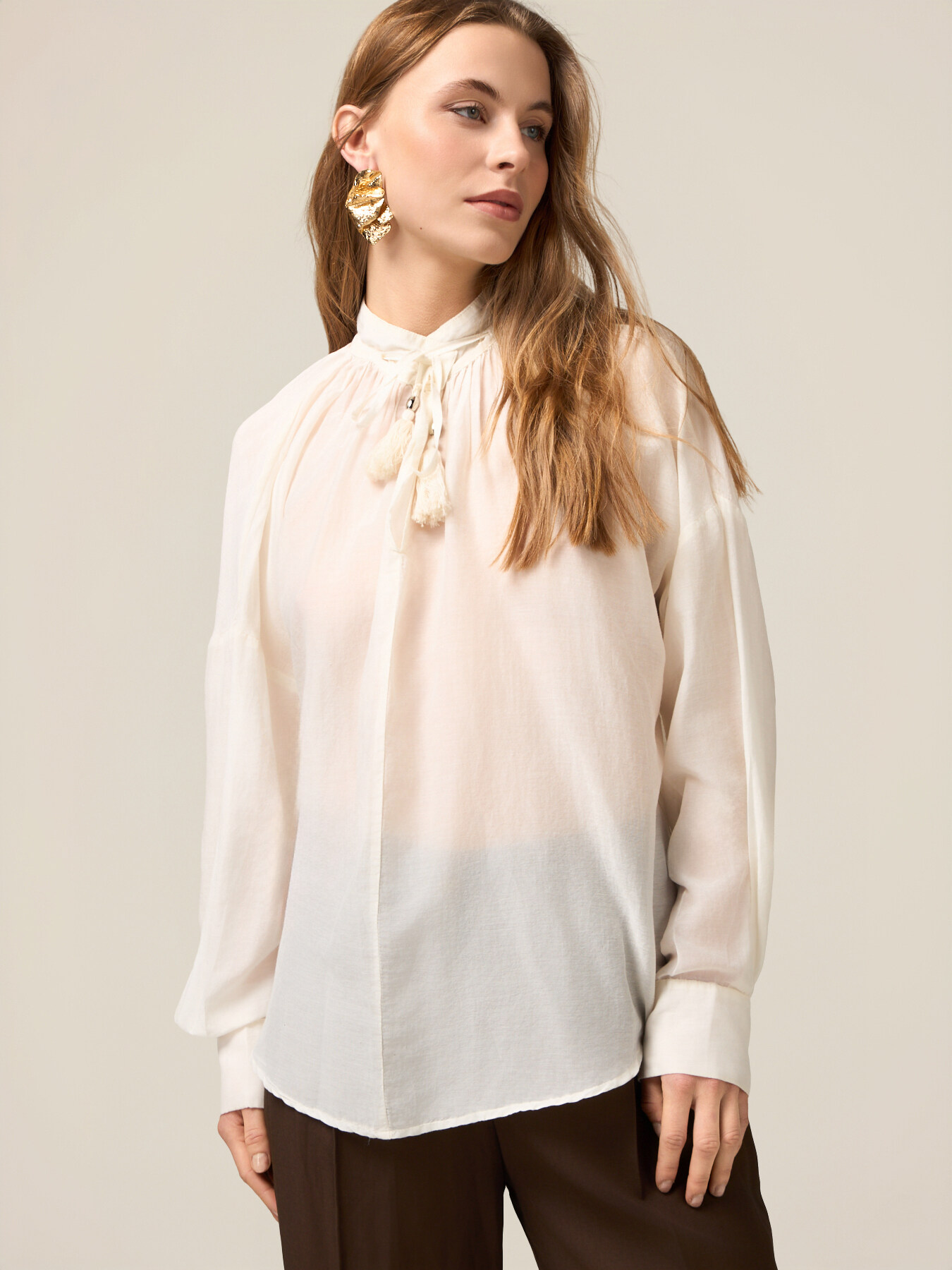 Silk blend muslin blouse image number 0