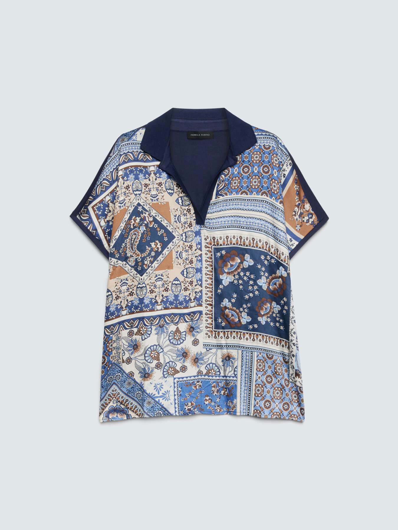 Bi-material t-shirt in viscose blend image number 4